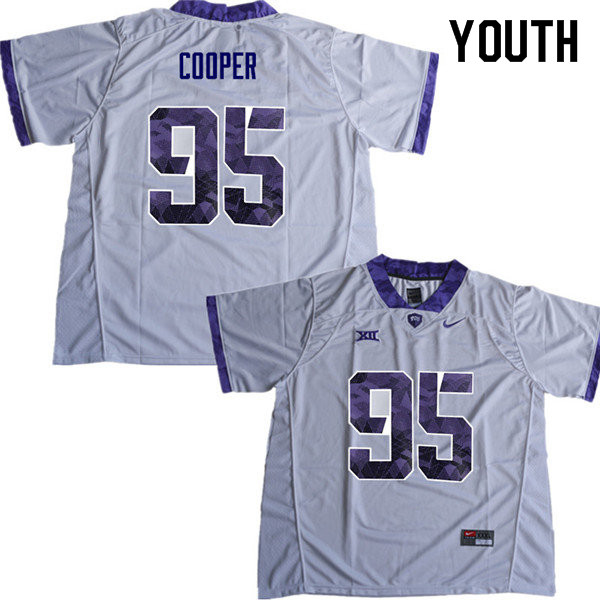 Youth #95 Terrell Cooper TCU Horned Frogs College Football Jerseys Sale-White